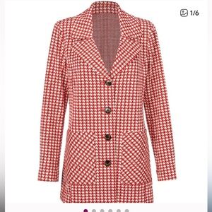Cabi red houndstooth button down jacket